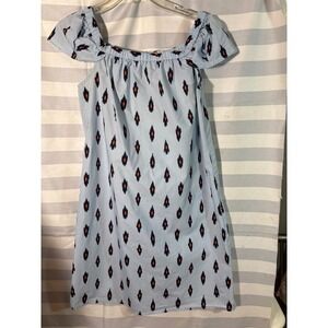 J Crew Off the Shoulder Dress Sz XS Light Blue Mini Coastal Summer Party XS